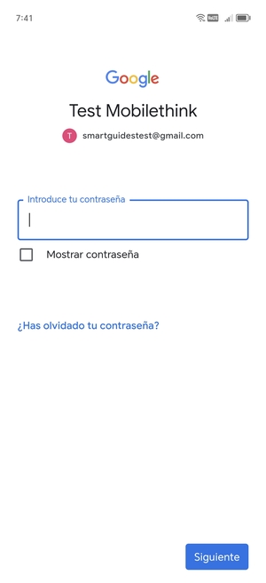 Introduzca su contraseña de Gmail y seleccione Siguiente