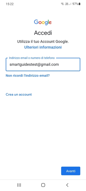 Inserisci il tuo indirizzo Gmail e seleziona Avanti