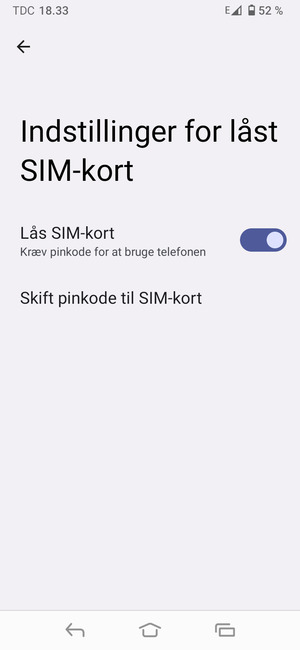 Vælg Skift pinkode til SIM-kort