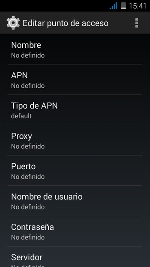 Seleccione Tipo de APN