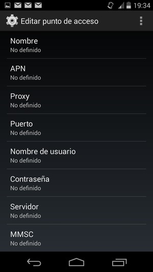 Introduzca la información de Internet