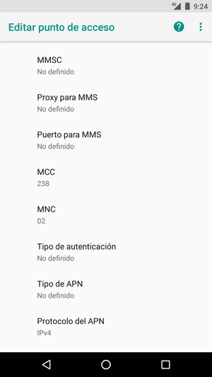 Desplácese hacia abajo e introduzca la información MMS