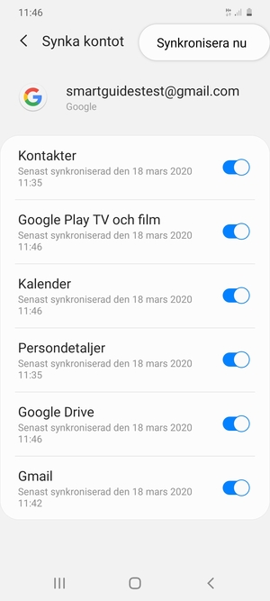 Välj Synkronisera nu