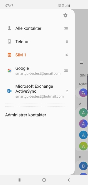 Velg Administrer kontakter