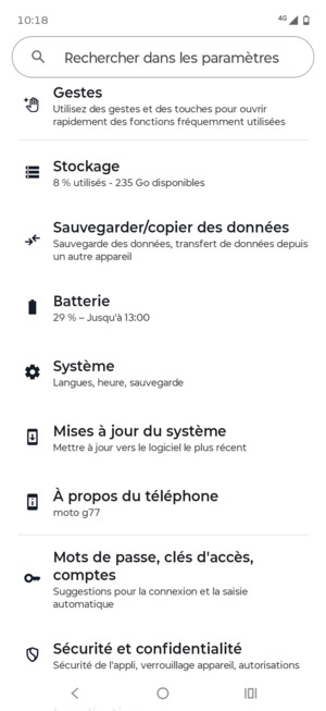 Faites défiler et sélectionnez Système