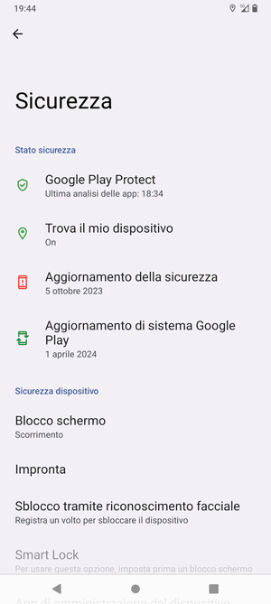 Seleziona Blocco schermo