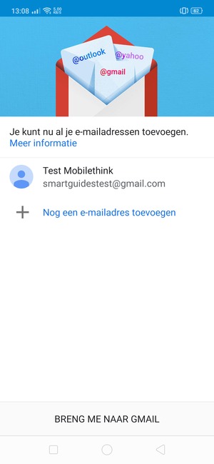 Selecteer BRENG ME NAAR GMAIL
