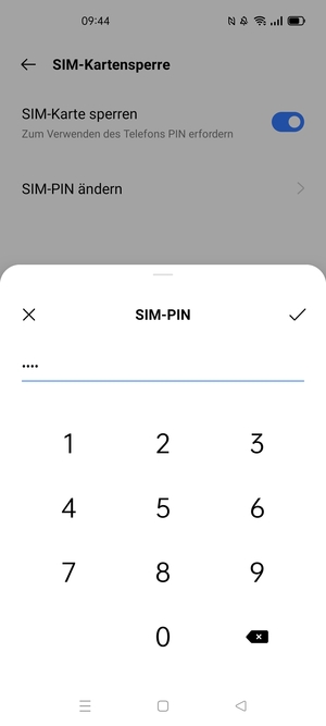 Geben Sie Ihre Aktuelle PIN für die SIM-Karte ein und wählen Sie OK