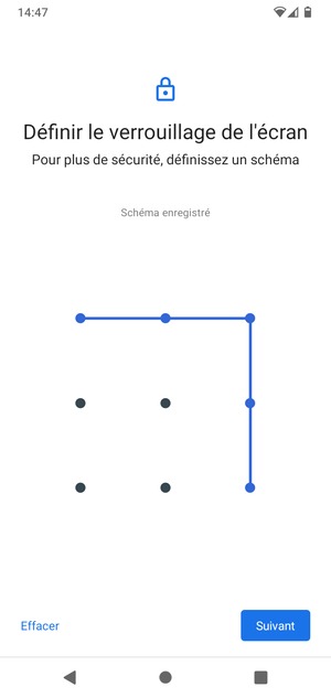 Dessinez un motif de déverrouillage et sélectionnez Suivant