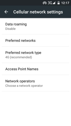 Select Preferred network type