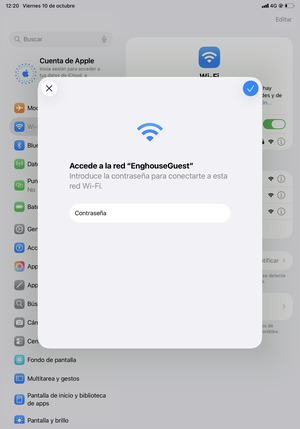 Introduzca la contraseña de Wi-Fi y seleccione Acceder