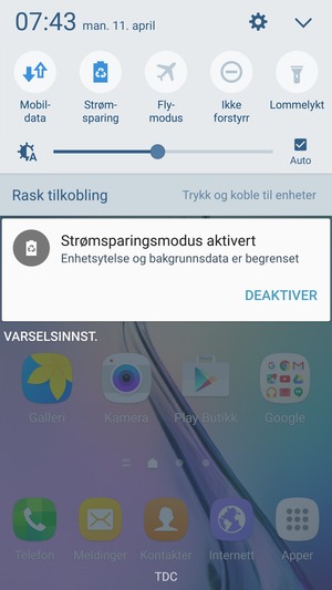 Slå på Strømsparing