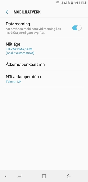 Slå på eller stäng av Dataroaming