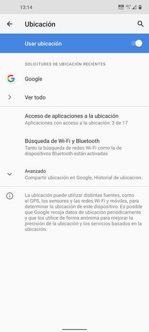 Desactive Usar ubicación