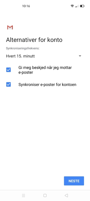 Velg NESTE