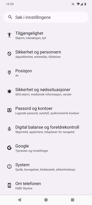 Bla til og velg Sikkerhet og personvern