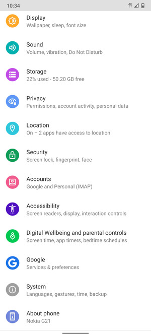 Scroll to and select System