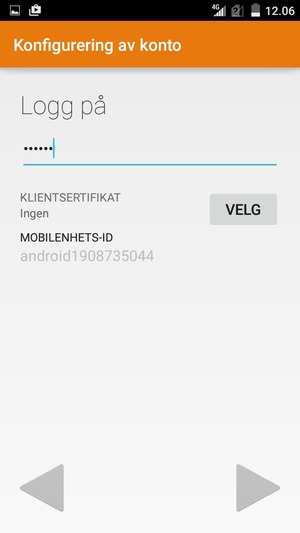 Skriv inn Passord og velg Neste