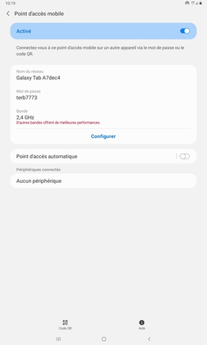 Votre tablette est maintenant configuré pour être utilisé comme modem