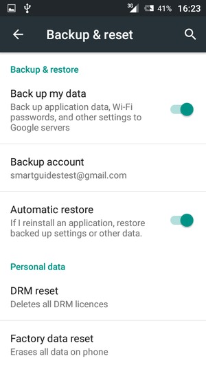Select Backup account