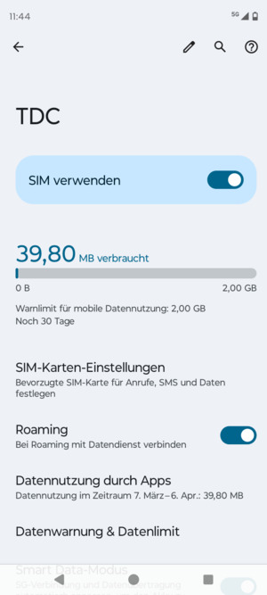Schalten Sie Roaming an oder aus