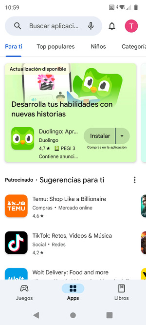 Seleccione la barra de Búsqueda