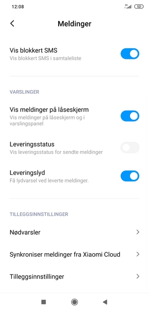 Bla til og velg Tilleggsinnstillinger
