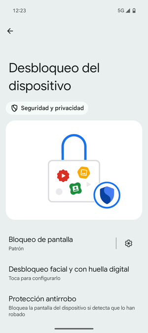 El teléfono ha sido asegurado con un bloqueo de pantalla