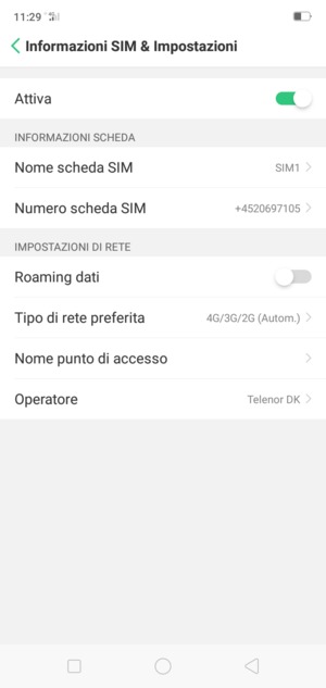 Seleziona Nome punto di accesso