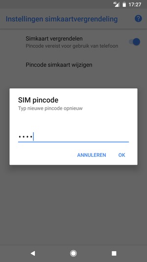 Bevestig uw nieuwe SIM pincode en selecteer OK