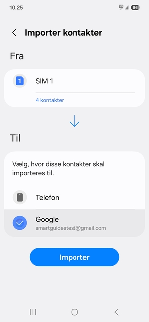 Vælg Importer
