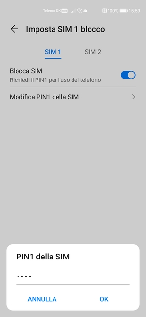 Inserisci PIN della SIM attuale e seleziona OK