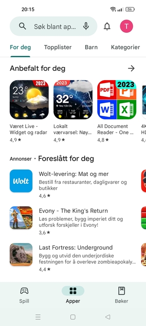 Velg søkefelt
