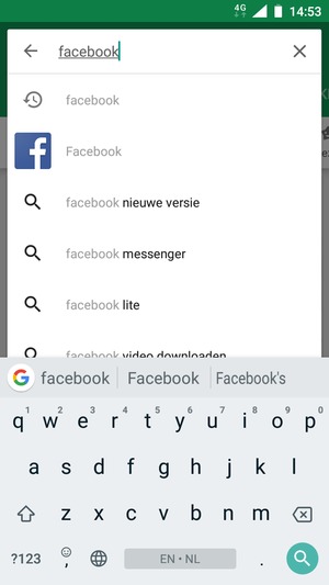 Voer de app-naam in en selecteer Zoeken