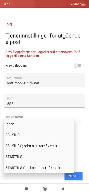 Velg Ingen og NESTE