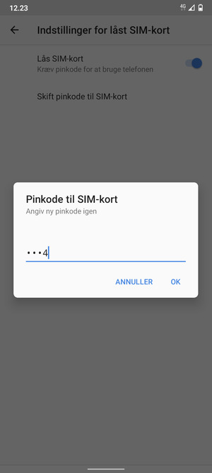 Bekræft din nye pinkode til SIM-kort og vælg OK