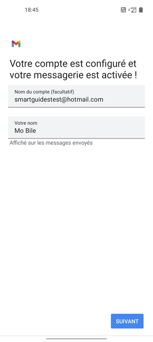 Donnez un nom à votre compte et saisissez votre nom. Sélectionnez SUIVANT