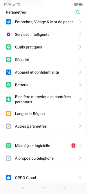 Faites défiler et sélectionnez Appareil et confidentialité
