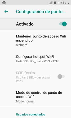 El teléfono ha sido configurado para su uso como módem
