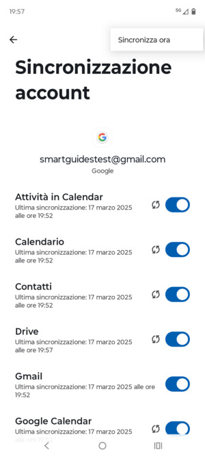 Seleziona Sincronizza ora