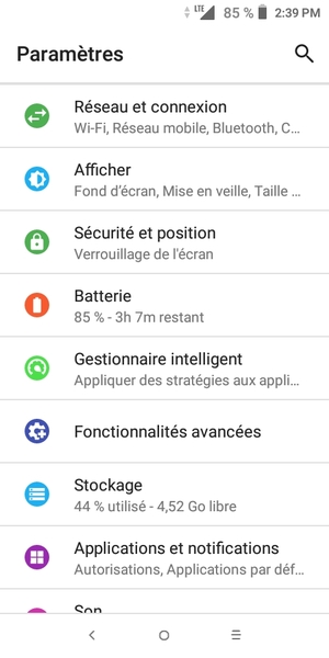 Sélectionnez Sécurité et position