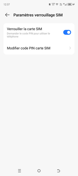Sélectionnez Modifier code PIN carte SIM