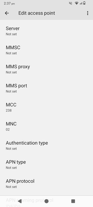 Scroll down and enter MMS information