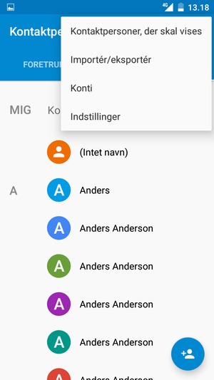 Vælg Importér/eksportér