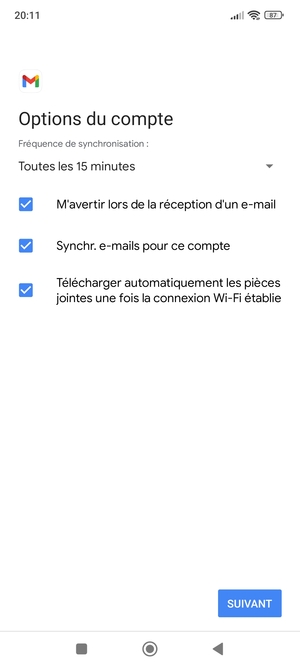 Sélectionnez SUIVANT