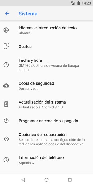 Seleccione Copia de seguridad