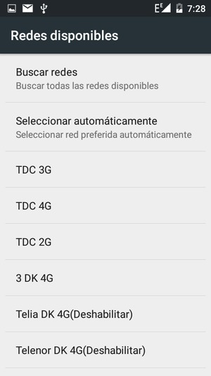 Seleccione un operador de red de la lista