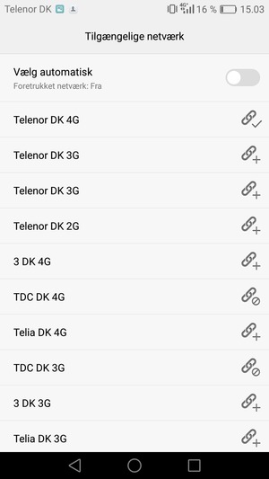 Vælg en netværksudbyder fra listen