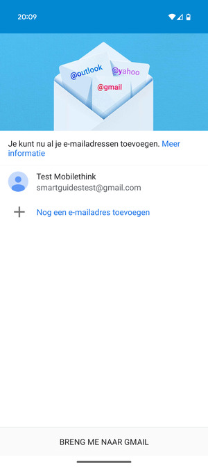 Selecteer BRENG ME NAAR GMAIL