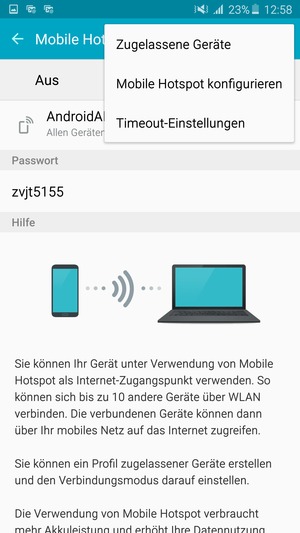 Wählen Sie Mobile Hotspot konfigurieren